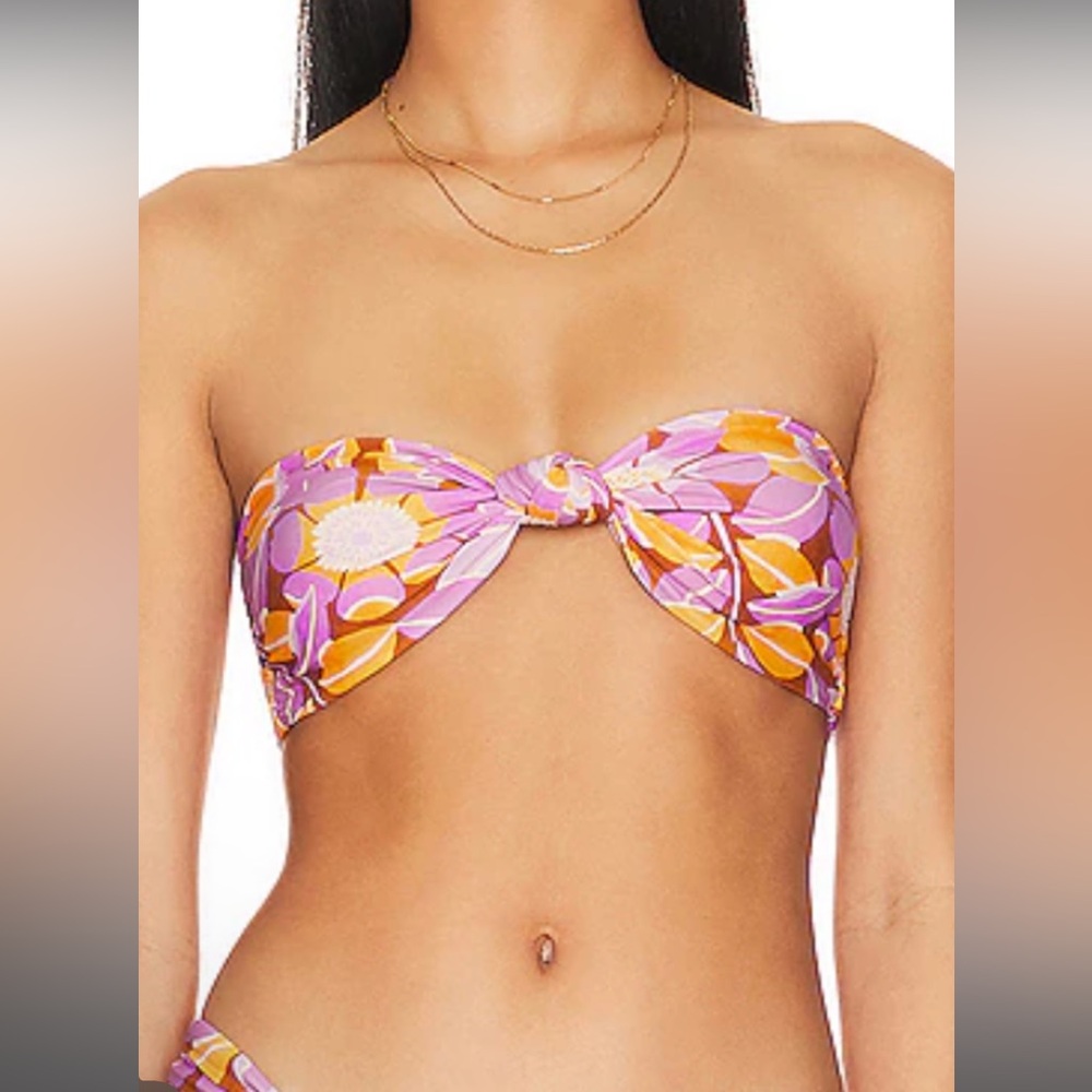 Stone Fox swim, Lele Bikini Top in Retro Bloom, NWT